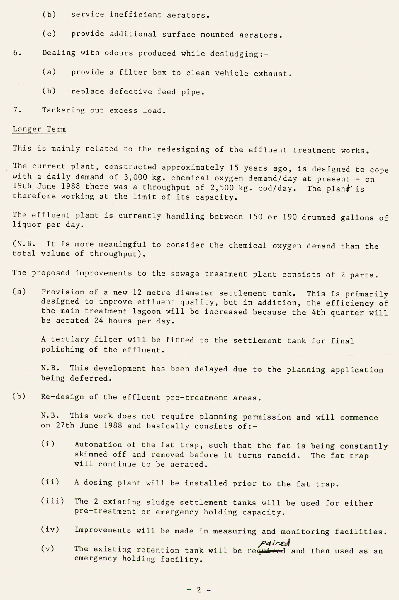 1988 meeting minutes between Express Foods management (P. Smith, D. Elkin, Ray Williams) and Oswestry Borough Council (M. Williams, E. Smart, B. Johnson), discussing short and longer-term measures to improve the odour from the effluent plant. (Ruyton Co-operative Dairies Archive)