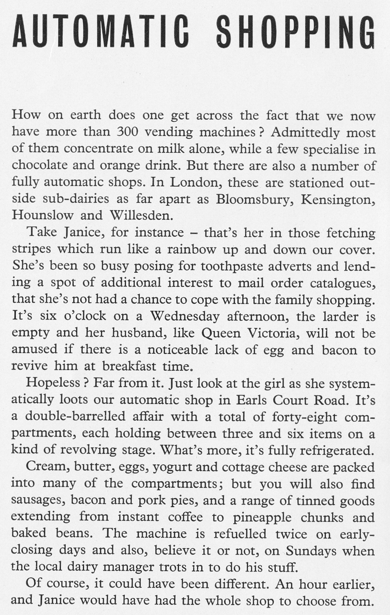 1961 Earls Court Road shop vending machine -editorial (Express News Front Cover, Summer)