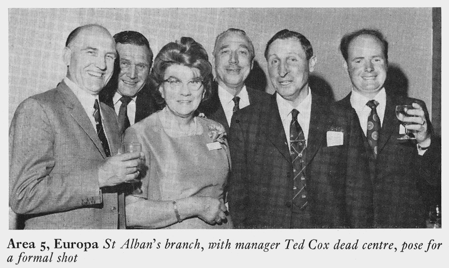1972 St Alban's branch staff with manager Ted Cox in the centre at London Merit and Service Dinner.(Express News Summer)