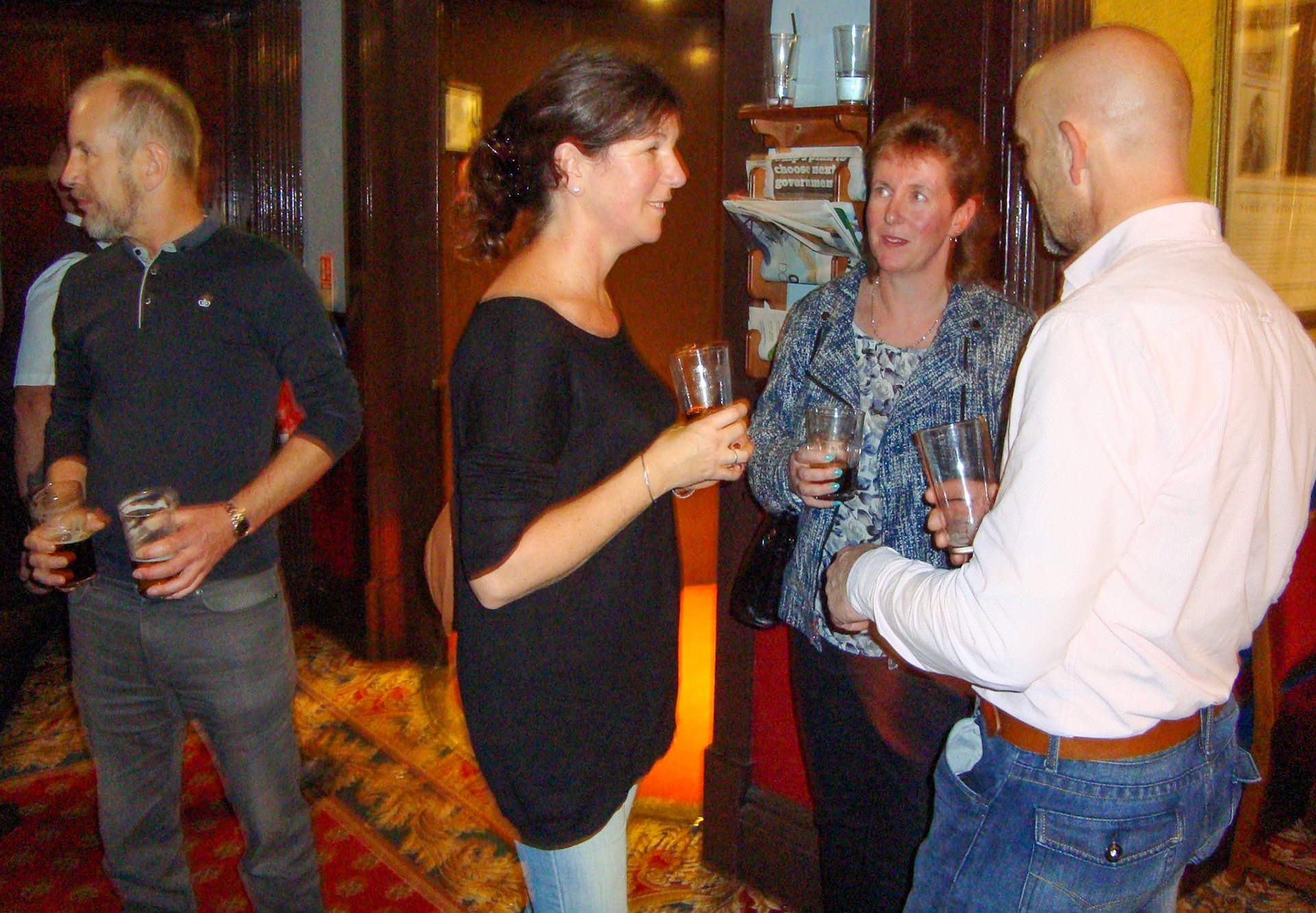 2014 Exeter Staff Reunion. Carol Browning comments "Steve Partridge on the left, I think." Anthony Harding on the right.  (Courtesy Phillip Budd)