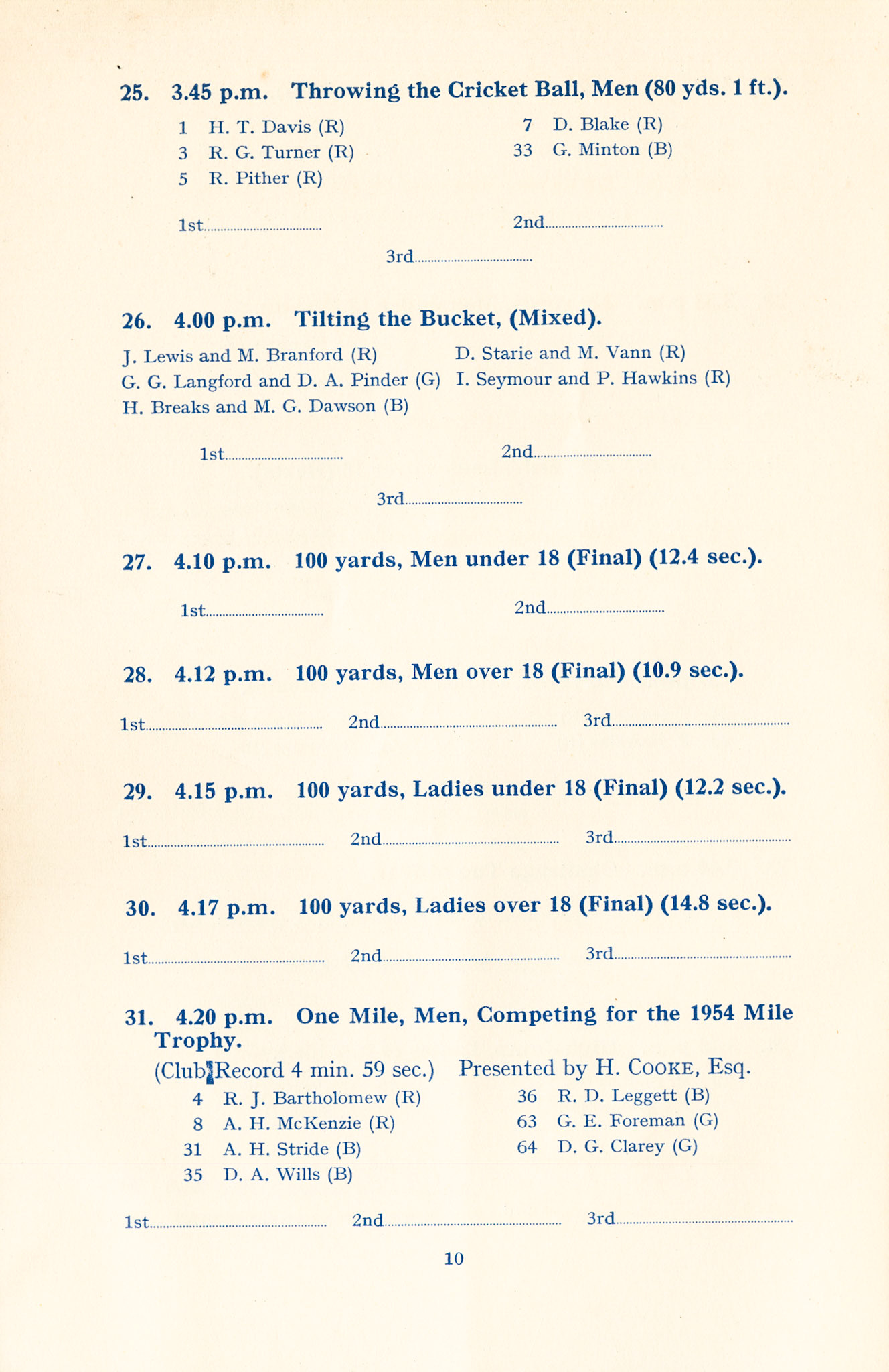 1954 MMB Grand Gala (21st Anniversary), 26th June
