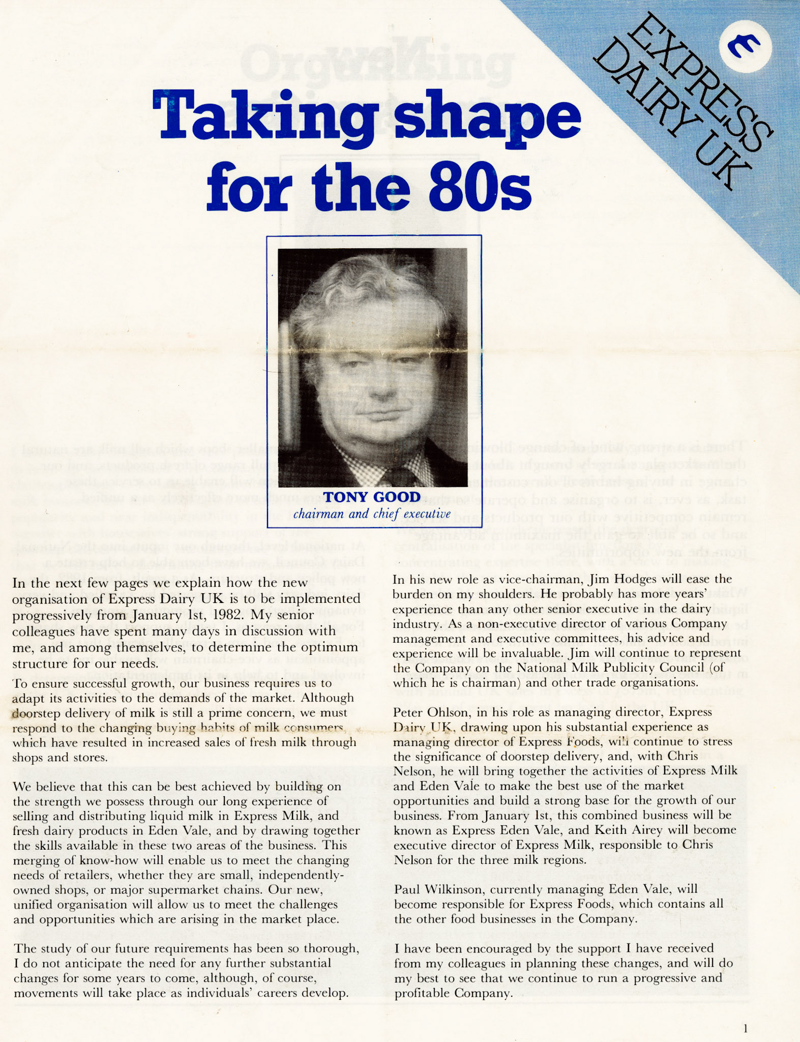 1982 TONY GOOD “Taking shape for the 80’s” Brochure (Courtesy Tim Gray)