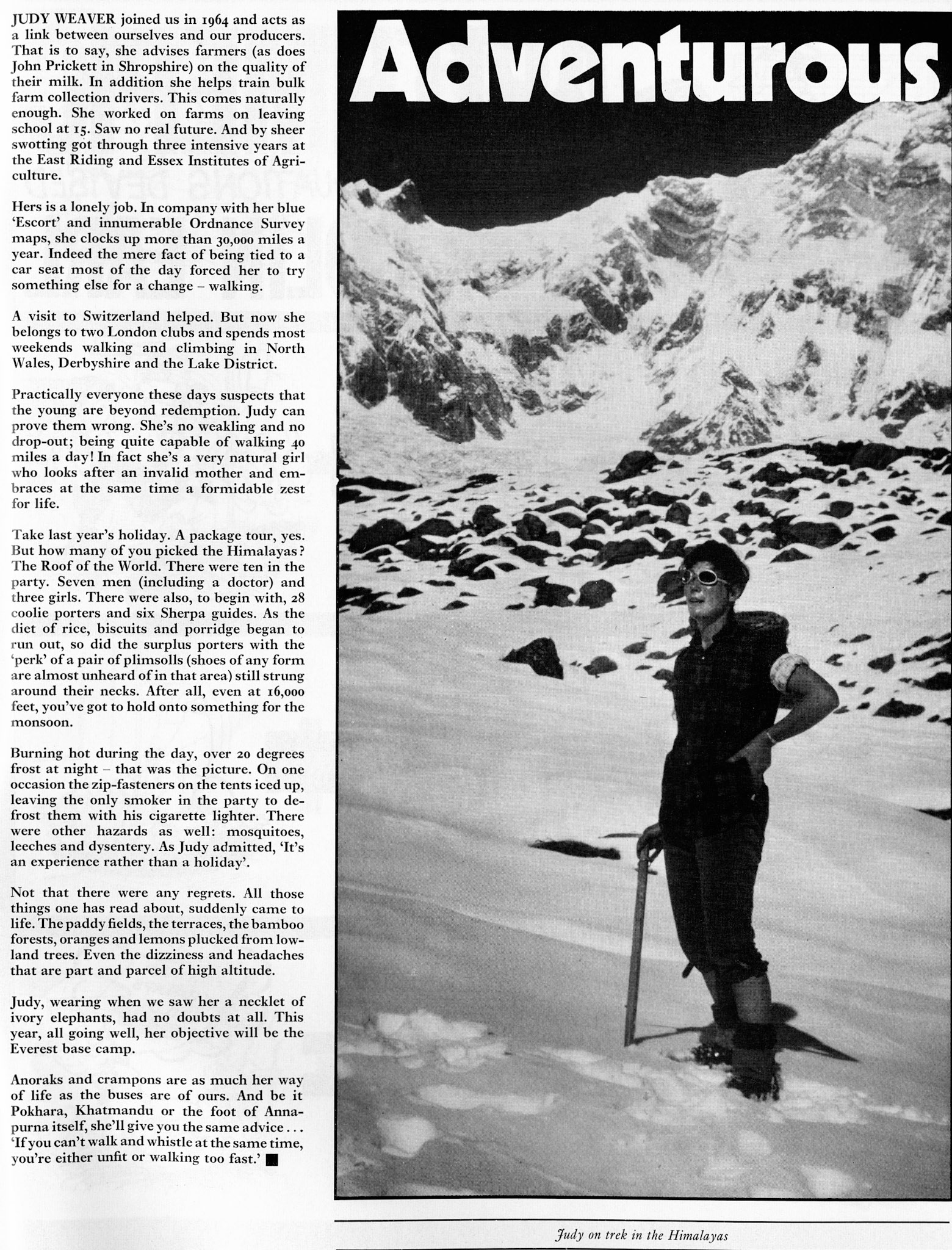 1972 Judy Weaver, farm liaison officer, later production manager at South Ruislip
