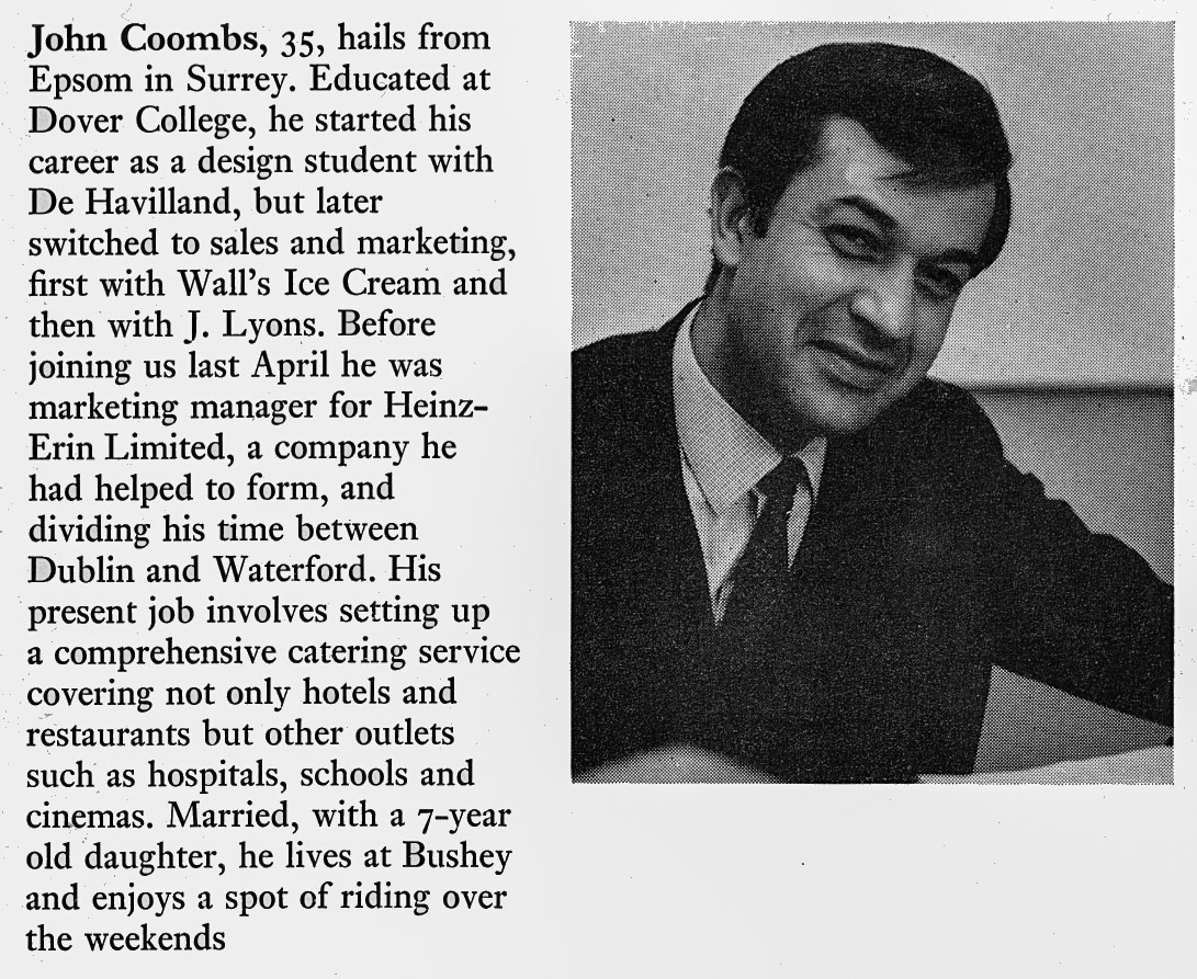 1970 John Coombs joins Express as Marketing Manager-Catering (Courtesy Doreen Williams)
