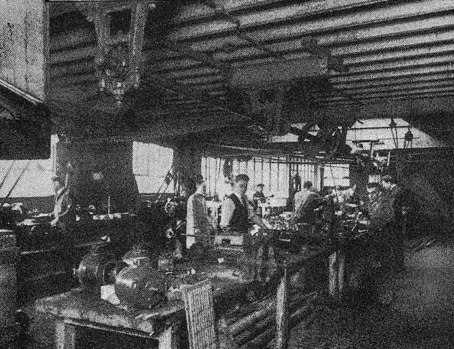 1930's Cricklewood-Maintenance Engineer's Shop. 'A peep behind the scenes of the Express Dairy, Claremont Road, Cricklewood - The largest dairy in Great Britain' (From 'While London Sleeps' booklet.