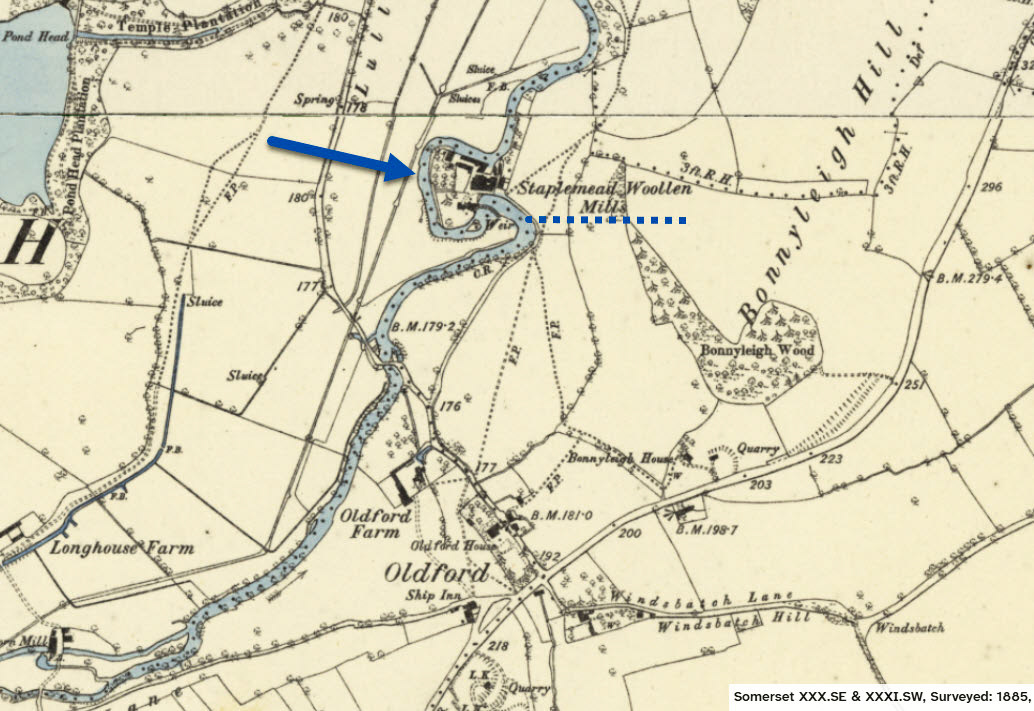 1885 Staplemead creamery site used to be Staplemead Woolen Mills (Courtesy National Library of Scotland)