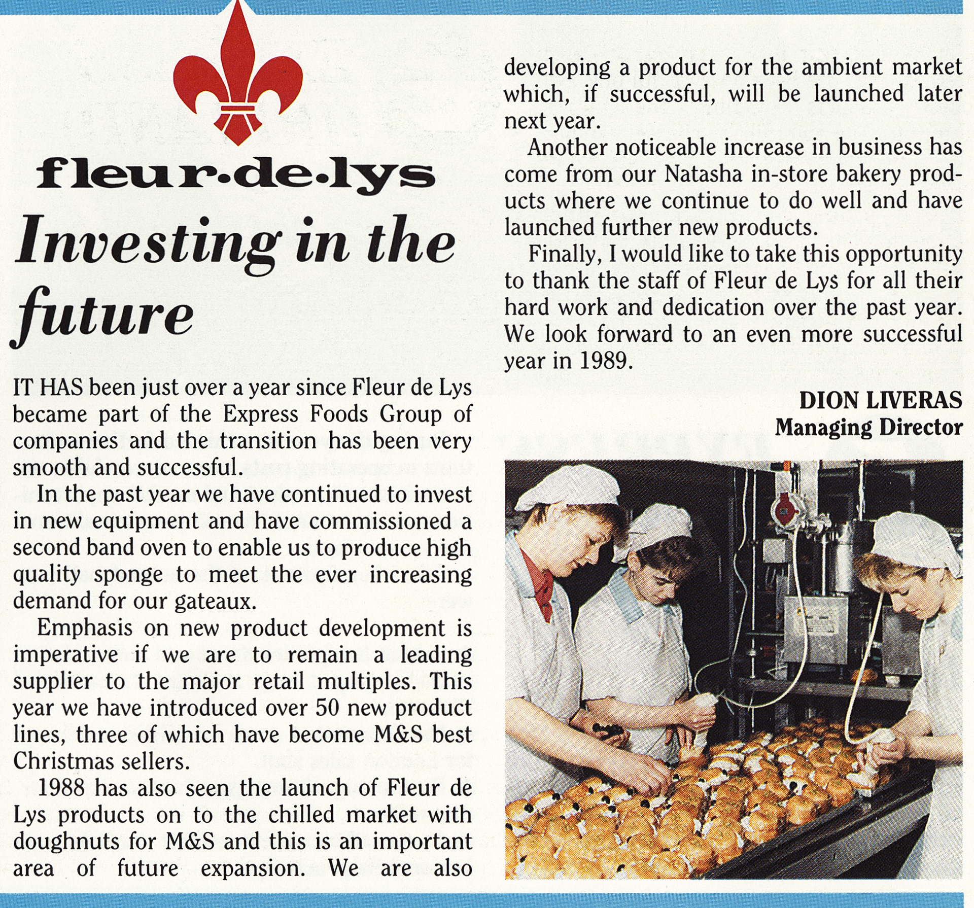 1989 Fleur-de-Lys from Express Foods Group (International) Annual Report to Employees