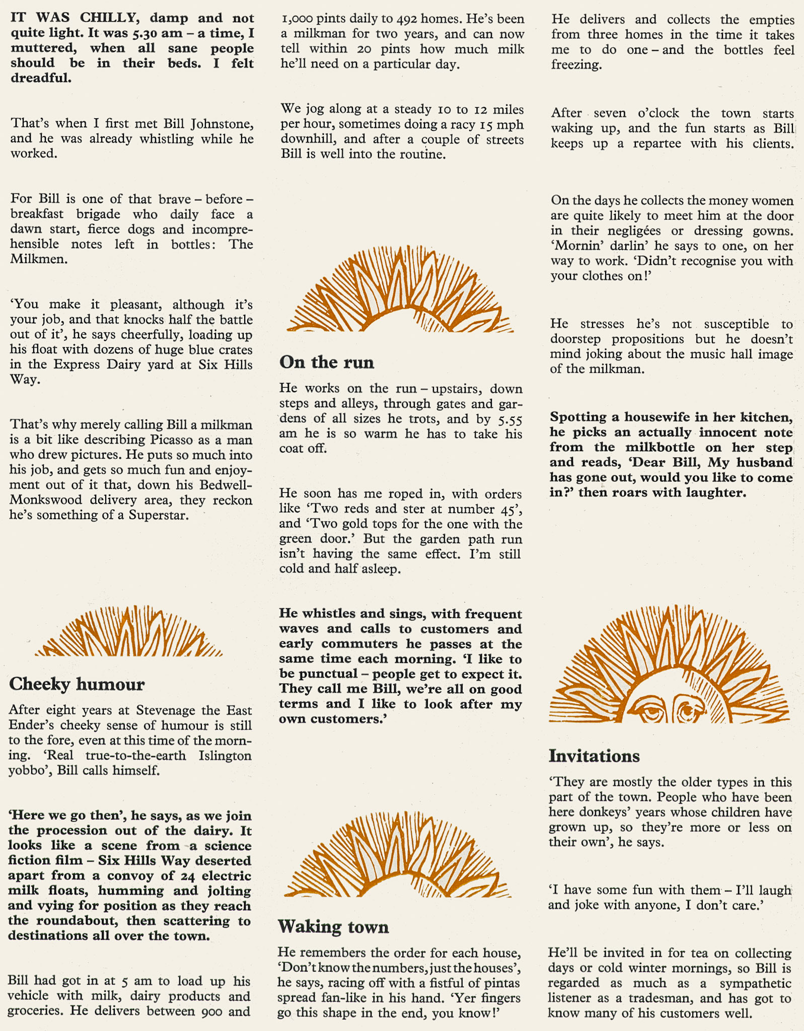 1976 Feature about Stevenage milkman Bill Johnstone, from the Stevenage Midweek Gazette. (Express News Autumn)