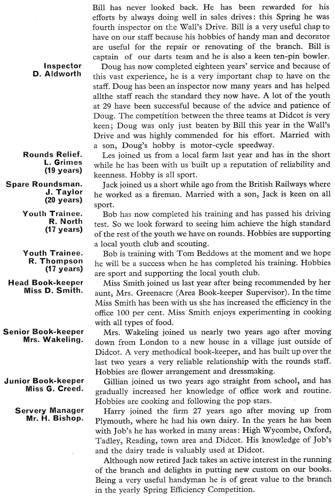 1964 Didcot Retail Depot. (From Book of Job House Magazine, Summer)