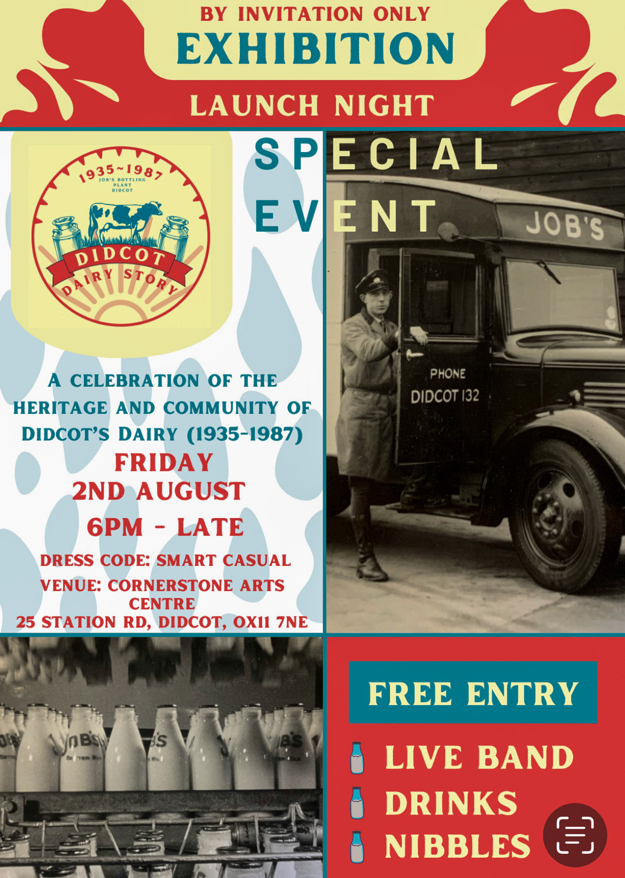 2024 Launch Night Invitation. (Didcot Dairy Exhibition 2024, Cornerstone Arts Centre)