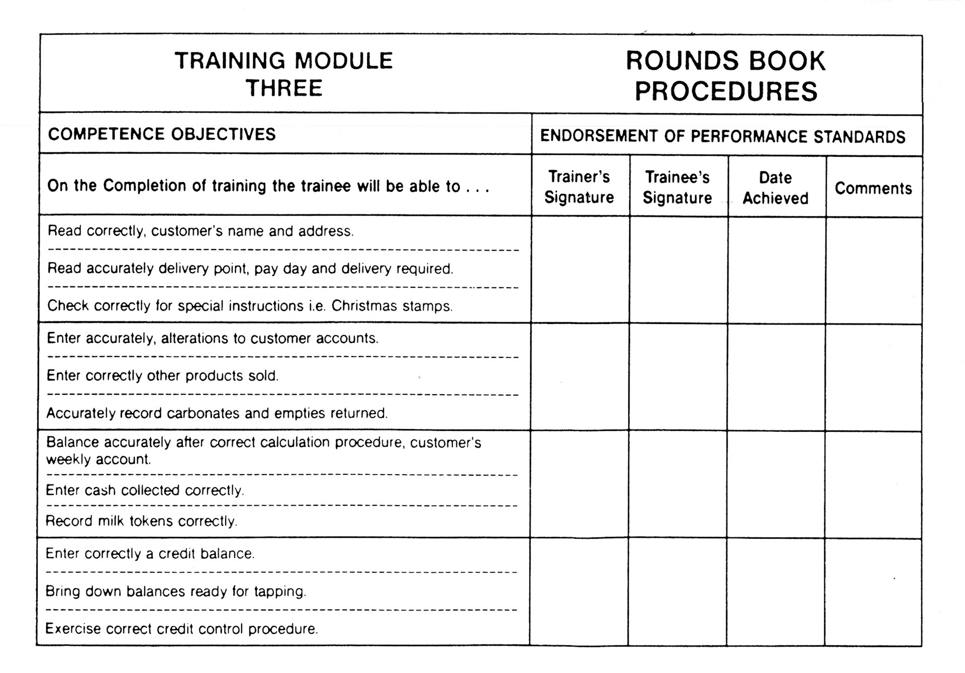 1990's Express/ Dale Farm Rounds Training Manual (Express Dairy Tales)