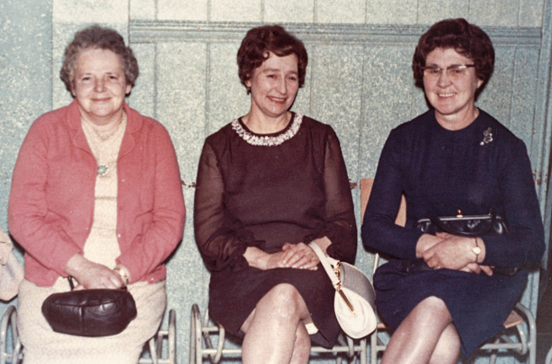 June Pinches identified, from right, Dolly Preece, and Dot Preece(Trow), Mrs Smith. Dulcie Yates adds "My mum on left." Phyllis Jones commented "Thank you for sharing this, it's my mum Dorothy Preece in the middle." Wendy Hand adds "That’s my Gran in the middle - Dorothy Preece" (Joe Lyons Collection)