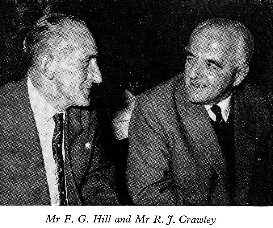 1961 Long Service Dinner at The Connaught Rooms, WC2-staff from Wembley Central: Mr F.G. Hill and Mr R.J. Crawley. (LSA Annual Review)