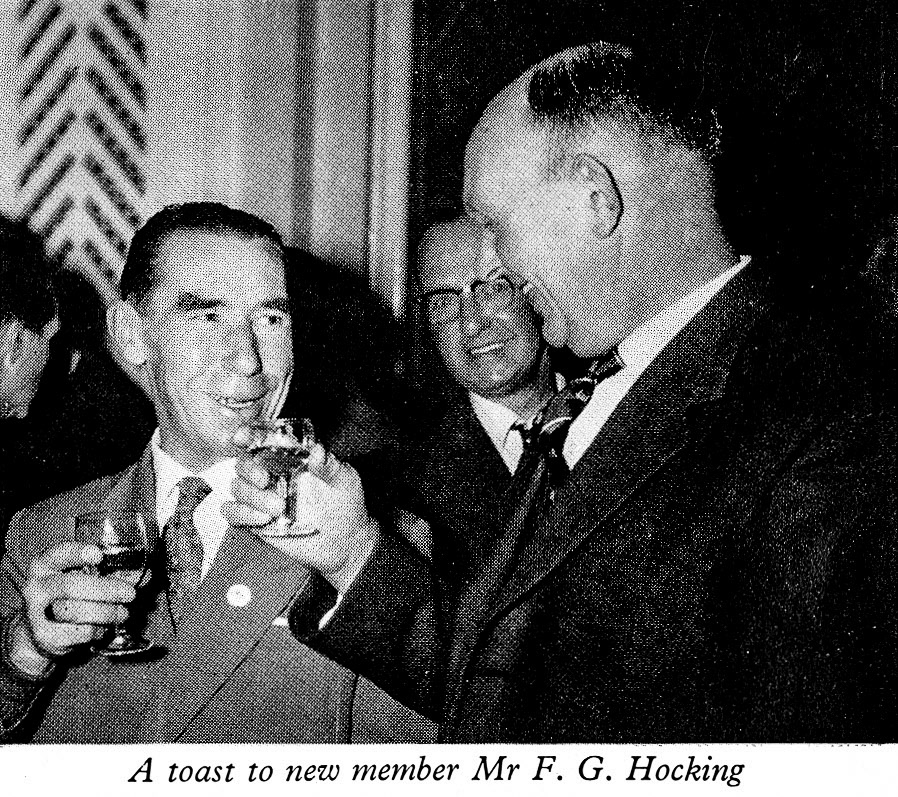 1961 Long Service Dinner at The Connaught Rooms, WC2-Mr F.G. Hocking from Chiswick branch. (LSA Annual Review)