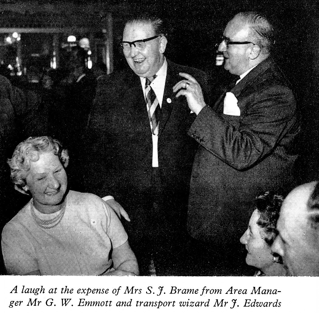 1961 Long Service Dinner at The Edinburgh Suite, Belle Vue, Manchester, with Mrs S.J.Brame (Express Northern), Mr G.W.Emmott (Area Manager) and Mr J. Edwards (Express Northern Transport). (LSA Annual Review)