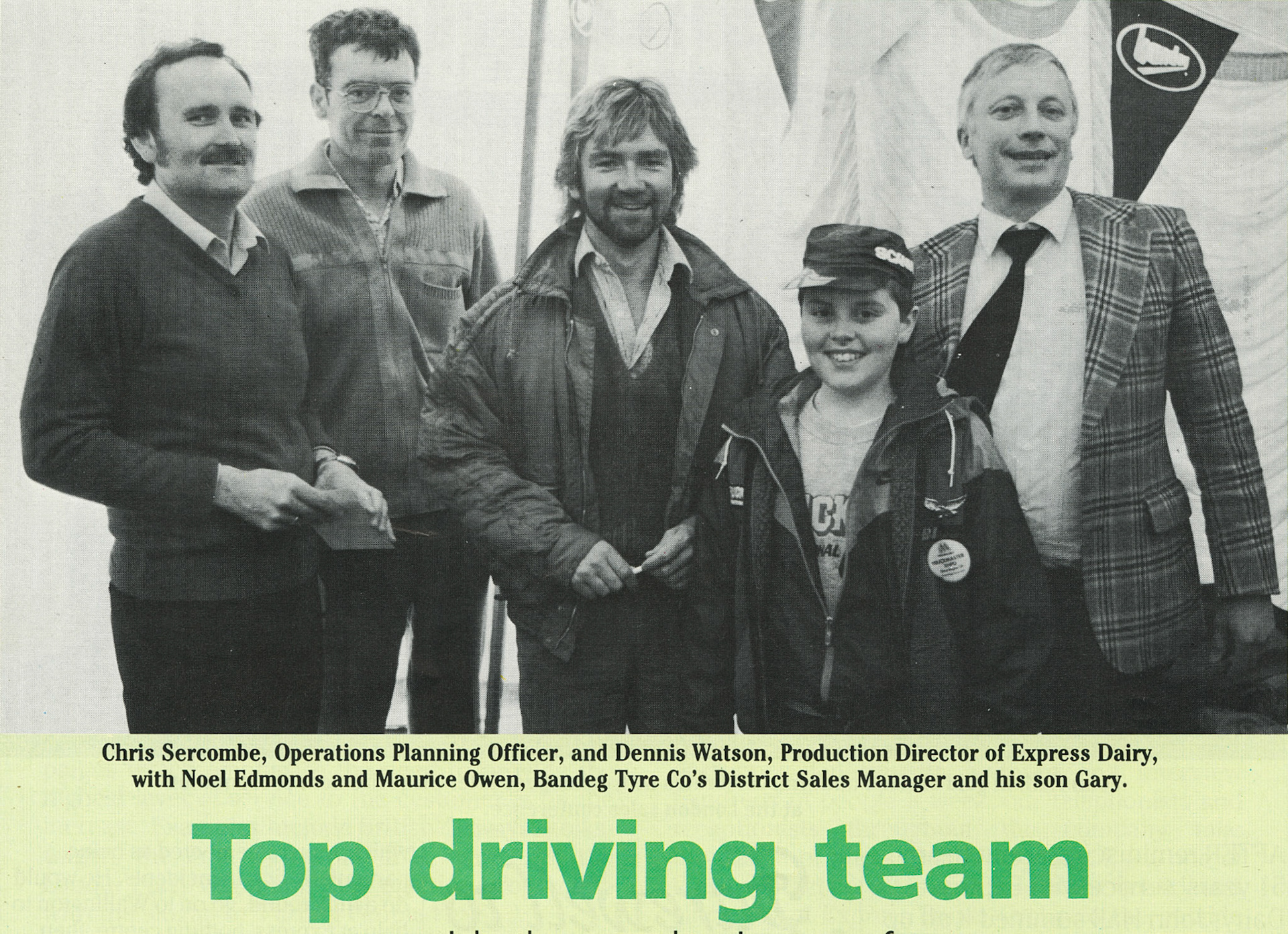 1986 Drivers award for Exeter including Chris Sercombe, Dennis Watson with Noel Edmunds
