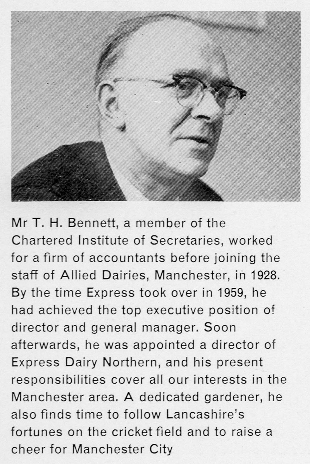 1962 Recent Appointments-Mr T.H. Bennett, Director-Manchester Area. (Express News Autumn)