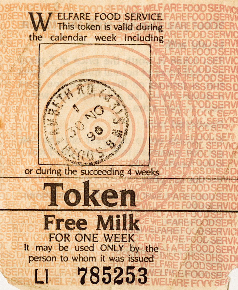 1990 Welfare Milk Token from 1990. (Courtesy Michael Aldread)