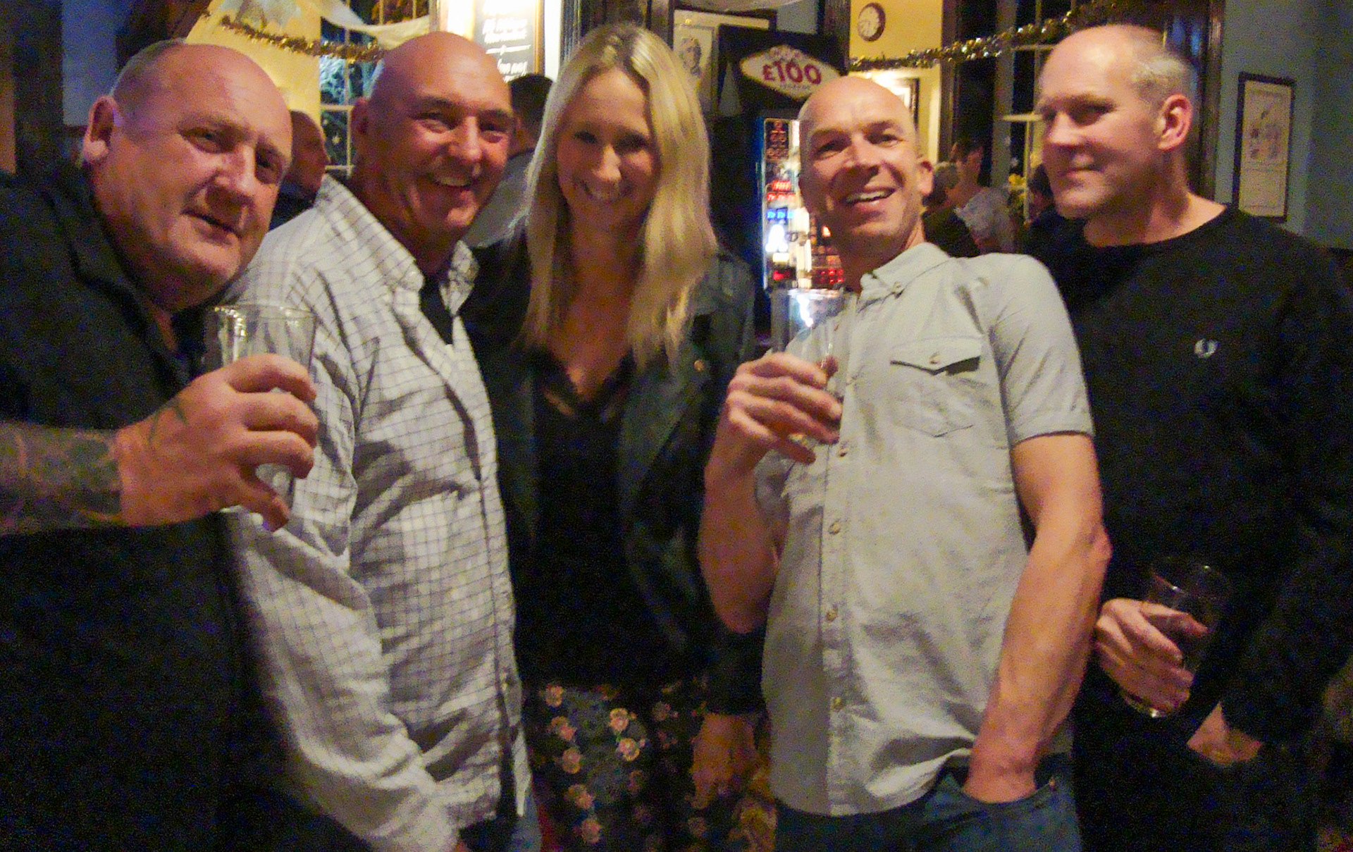 2015 Exeter Staff Reunion. Mike Sewell in checked shirt, Adie Burnett in short sleeves. (Courtesy Phillip Budd)