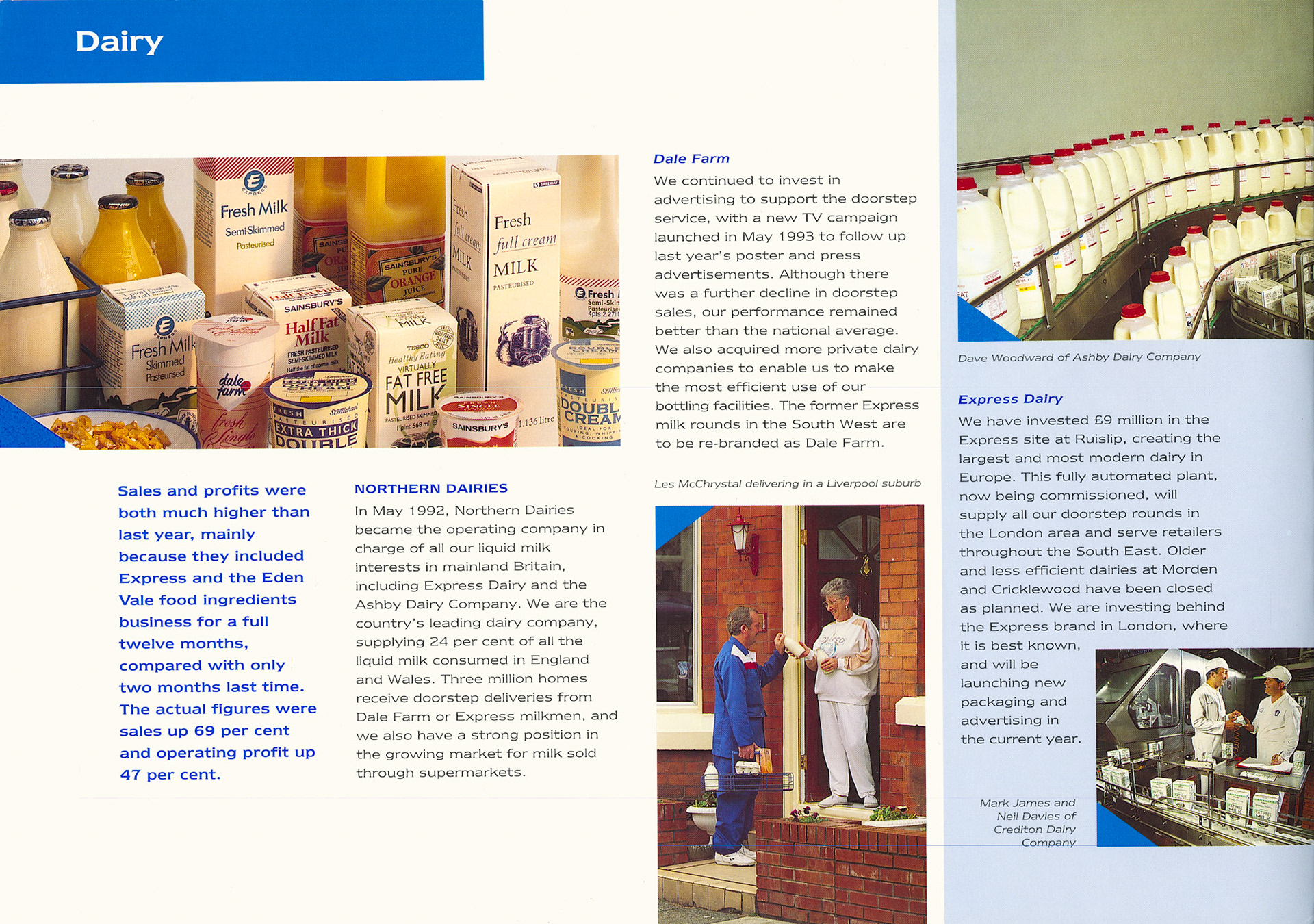 1993 Northern Foods Employee Report, following the purchase of Express and Eden Vale the previous financial year. (Express Dairy Tales Archive)