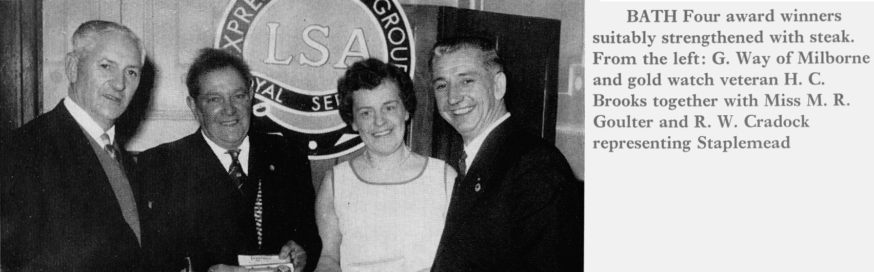 1969 Milborne and Staplemead staff at Bath Long Service Dinner. (Express News Summer)