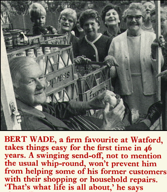 1970 Watford milkman Bert Wade retires after 46 years. (Express News Christmas)