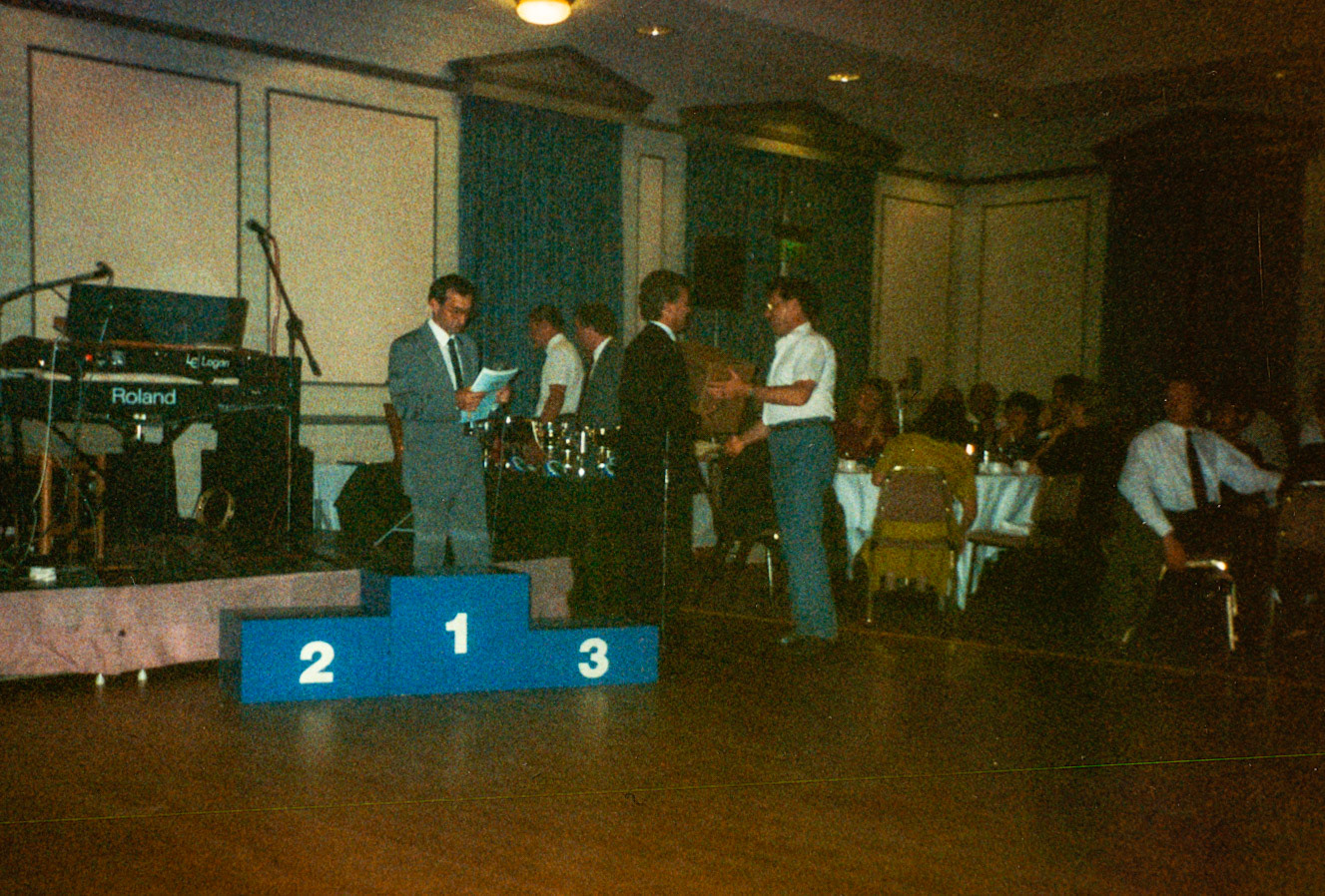 1991 (September) Drivers and Forklift competition, Hilton International, Ruislip. "Prizegiving"(Courtesy Phillip Budd)