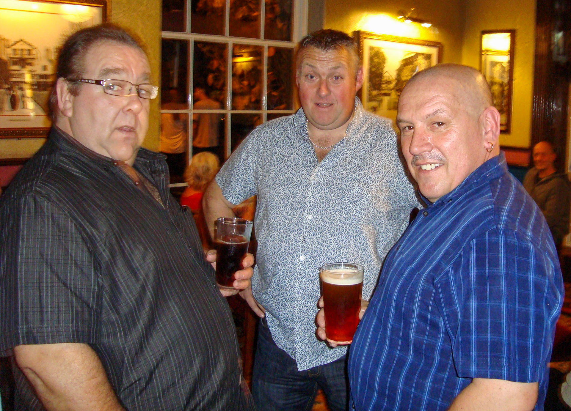 2014 Exeter Staff Reunion. Jimmy Reid identifies Frank with Stuart Hunt and Adrian Jones  (Courtesy Phillip Budd)