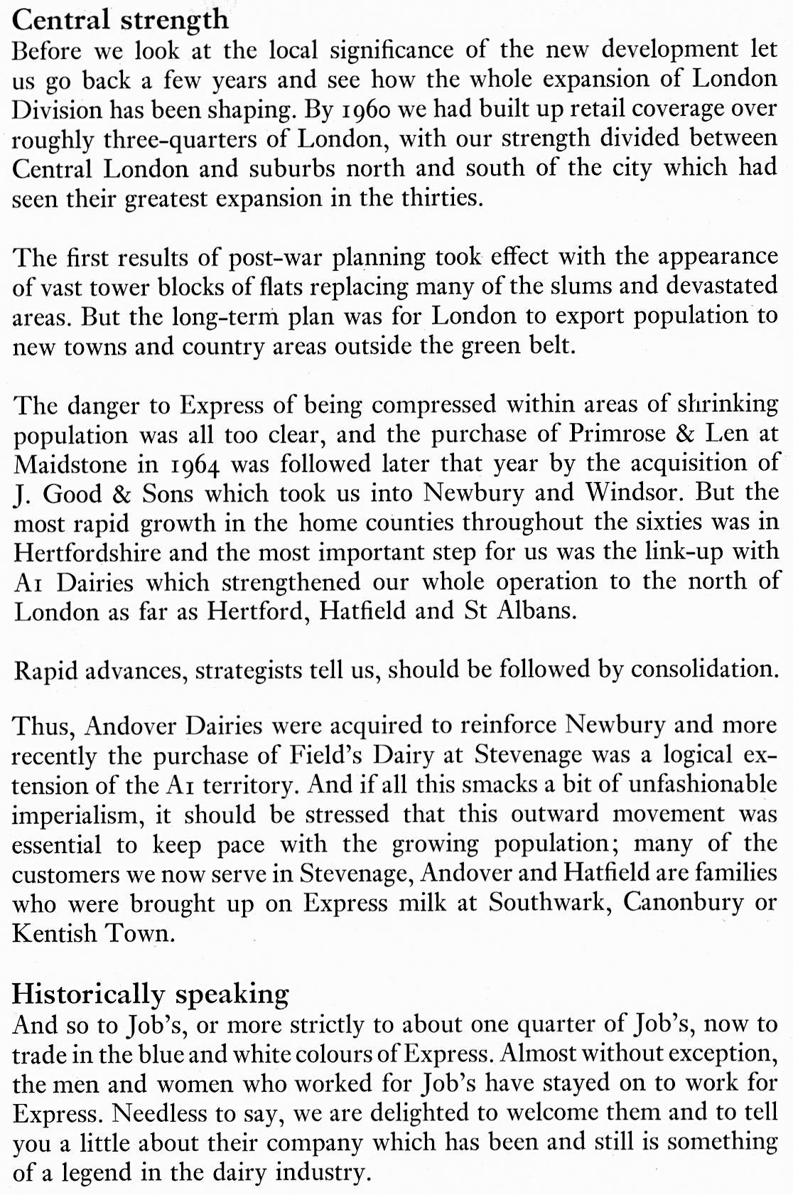 1970 Jack Vosper wrote this account of post-war acquisitions by Express at the time of Job's Dairy purchase. (Express News Christmas)