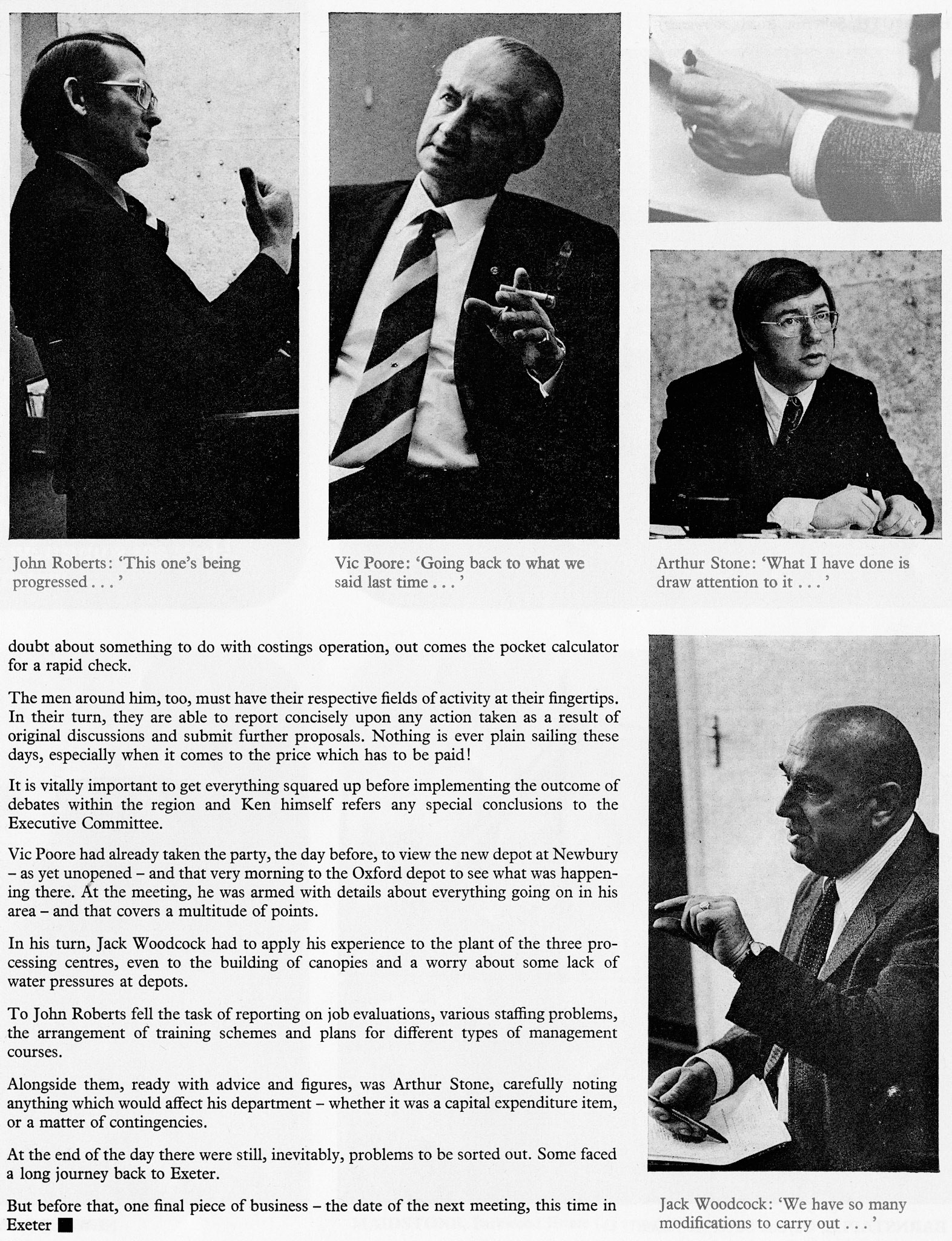 1975 VIC POORE, KEN HUNT, ARTHUR STONE, JACK WOODCOCK, JOHN ROBERTS (Didcot Managment Meeting)