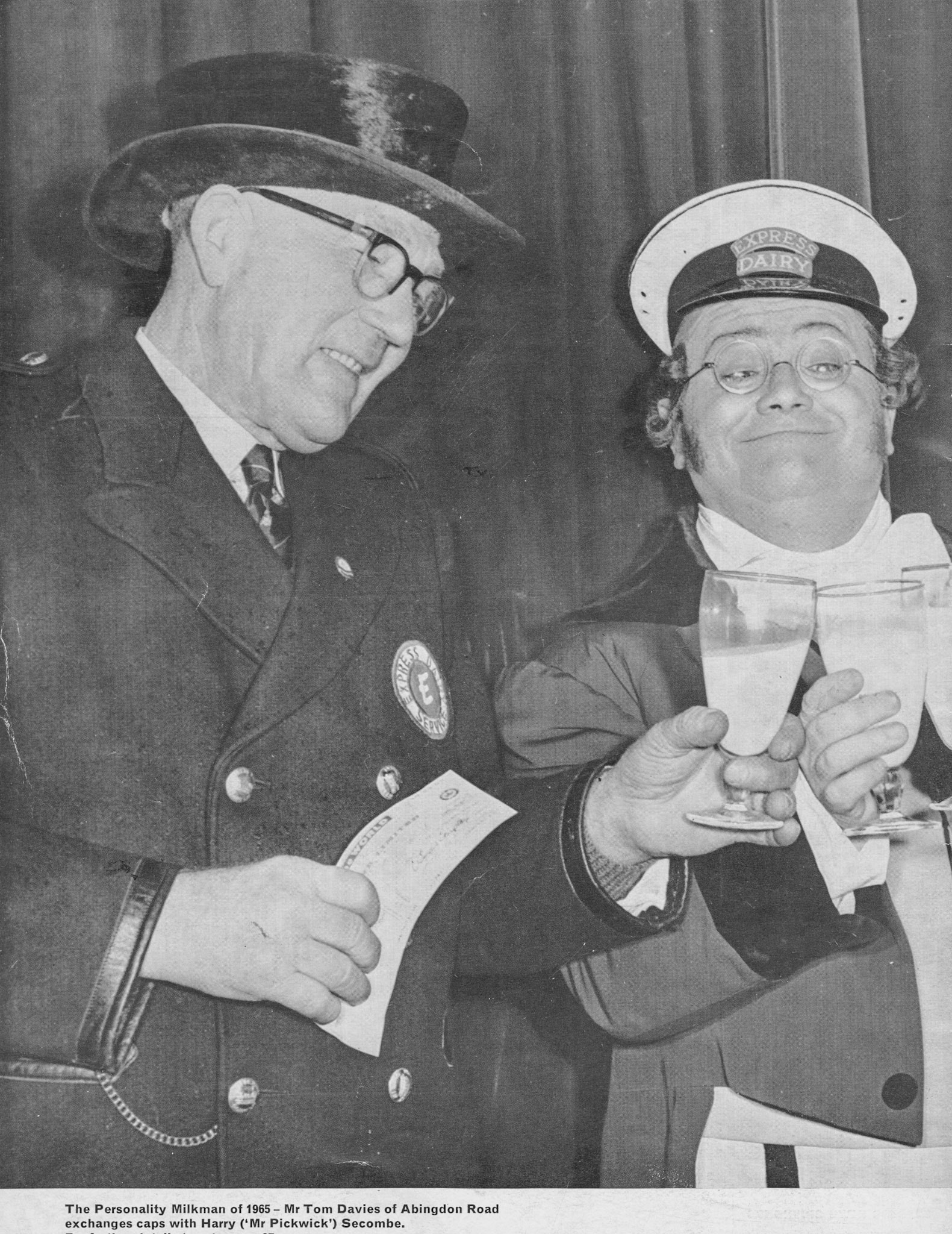 1965 Mr Tom Davies, Personality Milkman of 1965 Abingdon Road with Harry Secombe