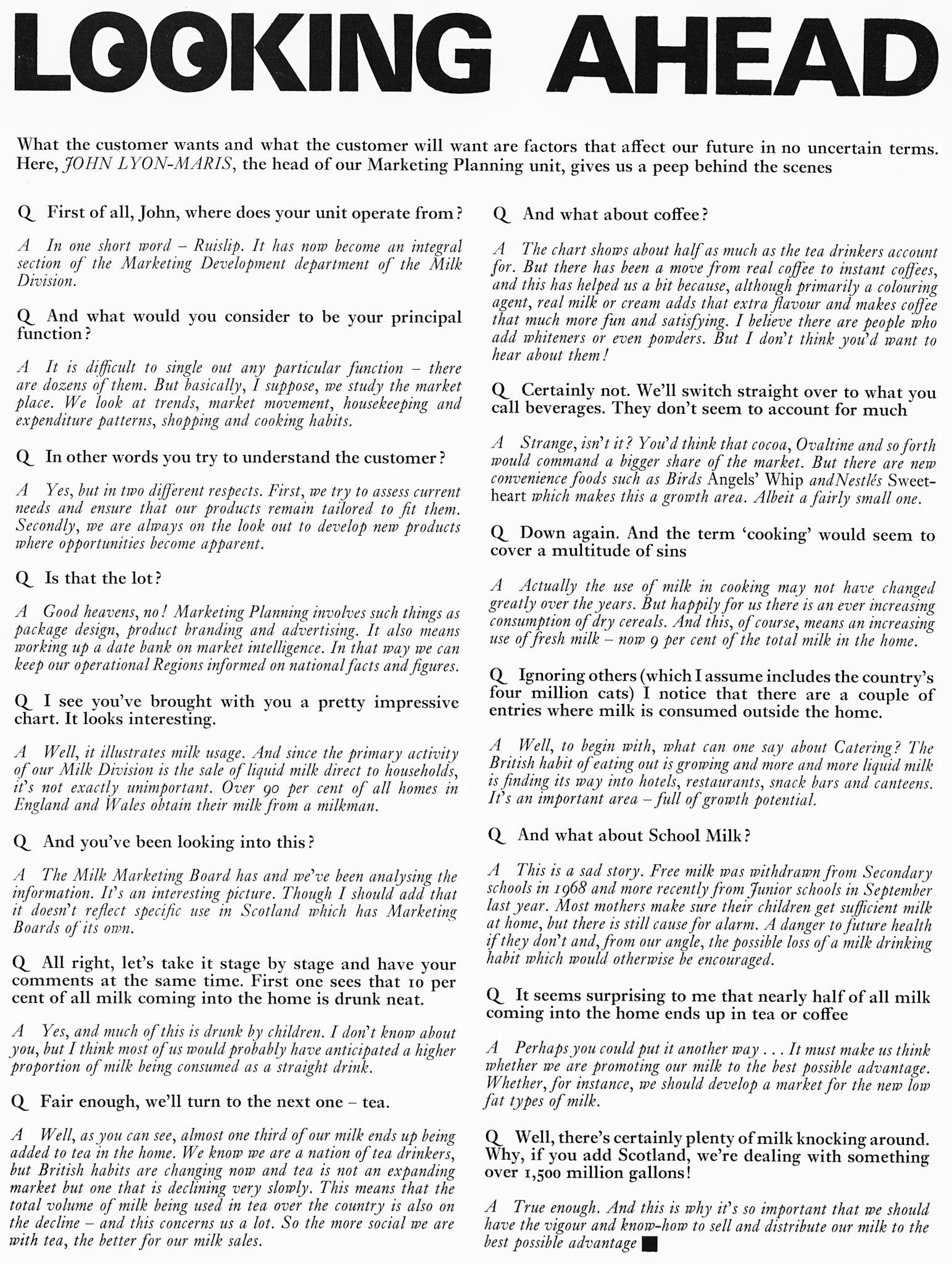 1973 John Lyon-Maris, Marketing Planning, explains current milk consumption statistics. (Express News Summer)