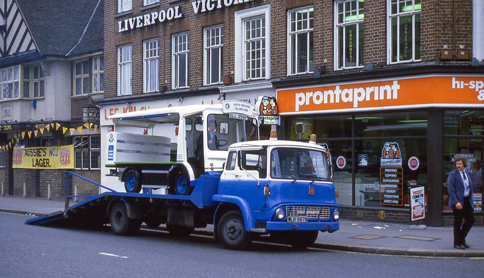 1970's Bedford WLR 587S Breakdown truck with South Croydon float OLL 356P (Courtesy Michael Aldread)