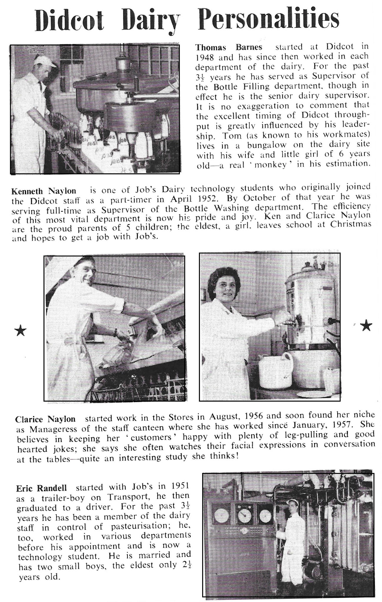 1957 December-'Didcot Dairy Personalities'-Thomas Barnes, Kenneth Naylon, Clarice Naylon and Eric Randell. (Courtesy Book of Job, Roberts Foundation)