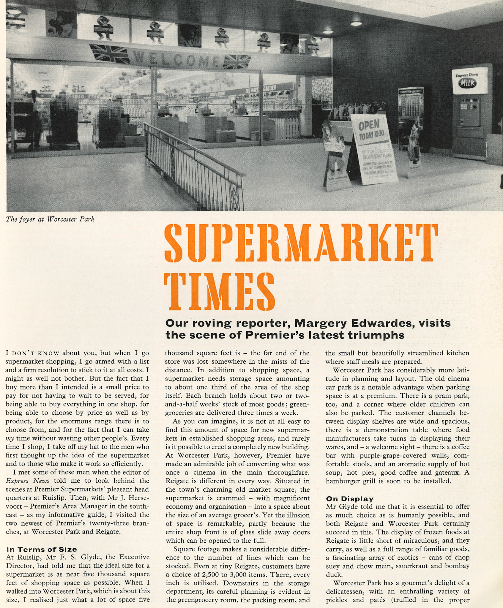 1961 Express Premier Supermarkets at Worcester Park and Reigate, Surrey