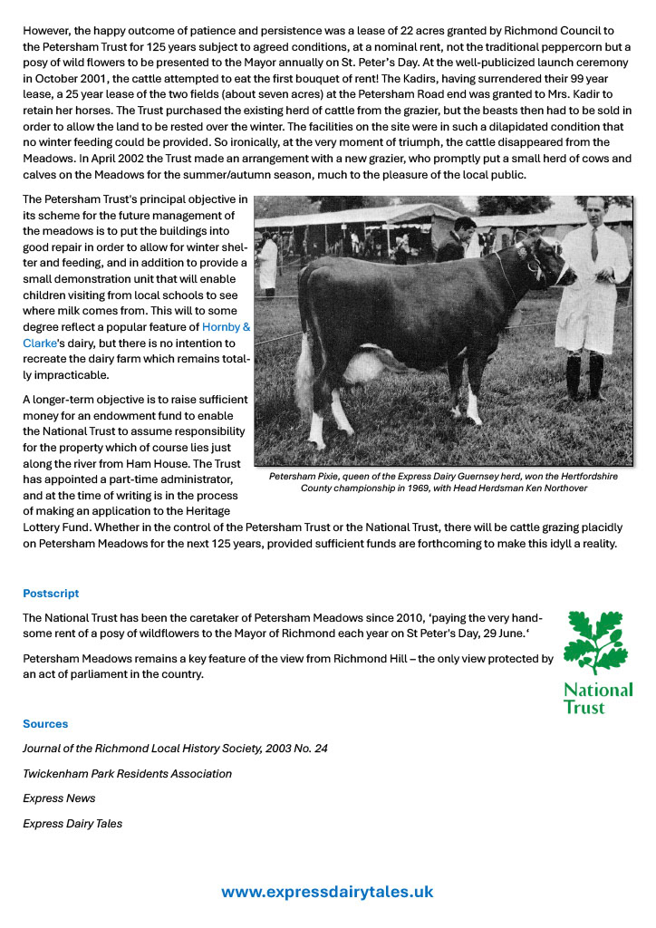2024 'The battle for Petersham Meadows', Express Dairy Tales publication from https://www.richmondhistory.org.uk/