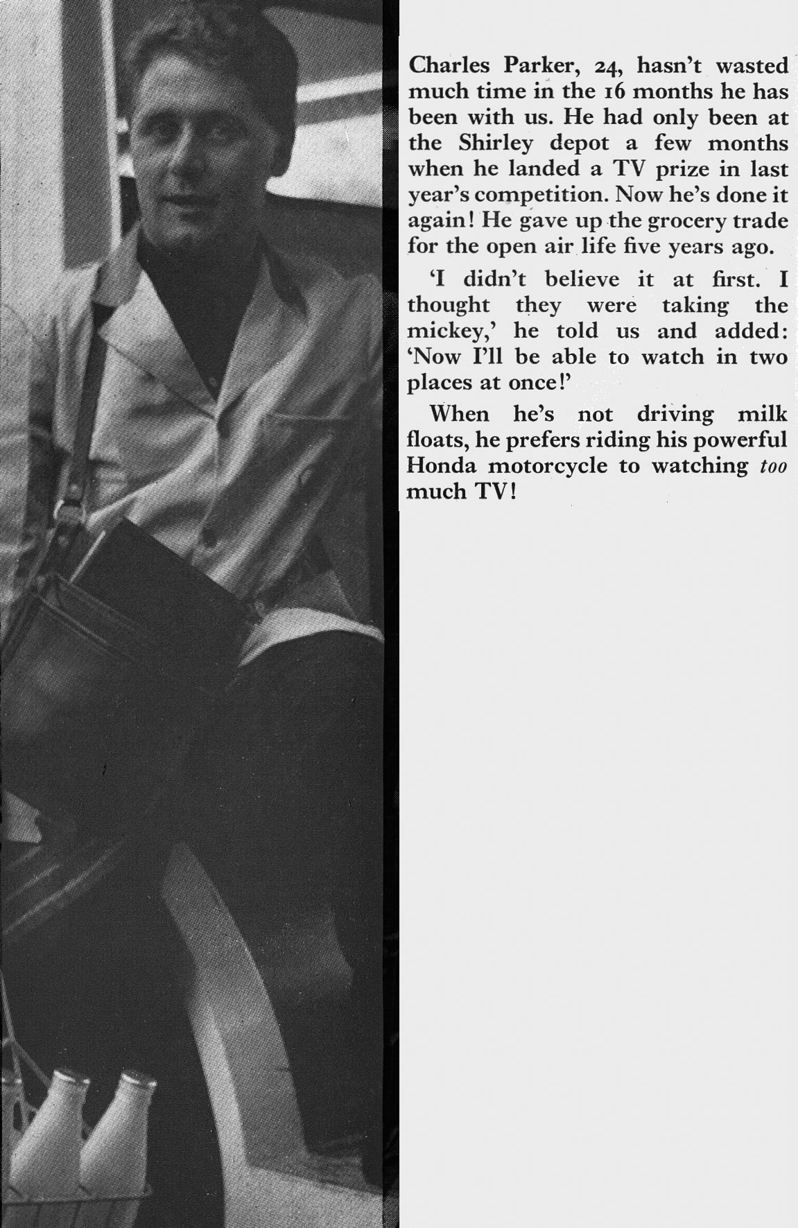 1968 London Retail prizewinning Shirley salesman Charles Parker wins colour TV. (Express News Christmas)