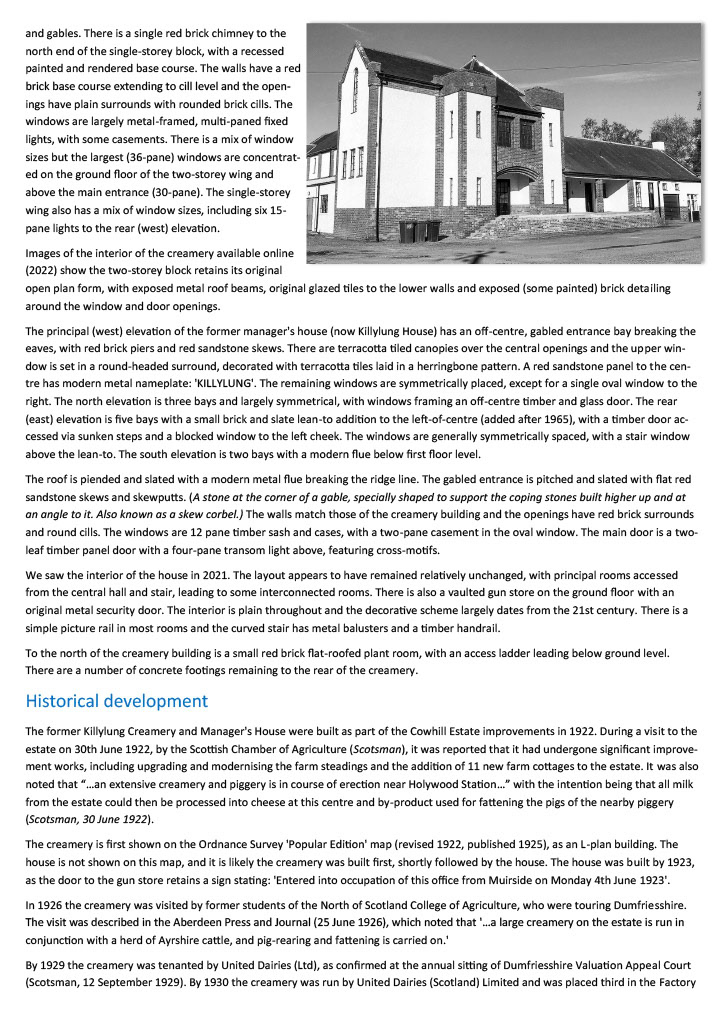 History of Holywood Creamery and nearby Kirkudbright Creamery opening. (Express Dairy Tales publication)