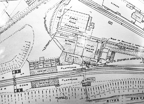 1930's Express Dairy Rowsley, plan of site. Alan comments "Rowsley was well known as a milk processing and distribution centre but they did also make Derby cheese at some time, probably in the area marked Dairy." Andrew Billingham comments "My dad was a signalman at Rowsley North and explained the procedure of hitching milk tanker wagons to the back of London-bound passenger trains."(Courtesy Alan Salt)