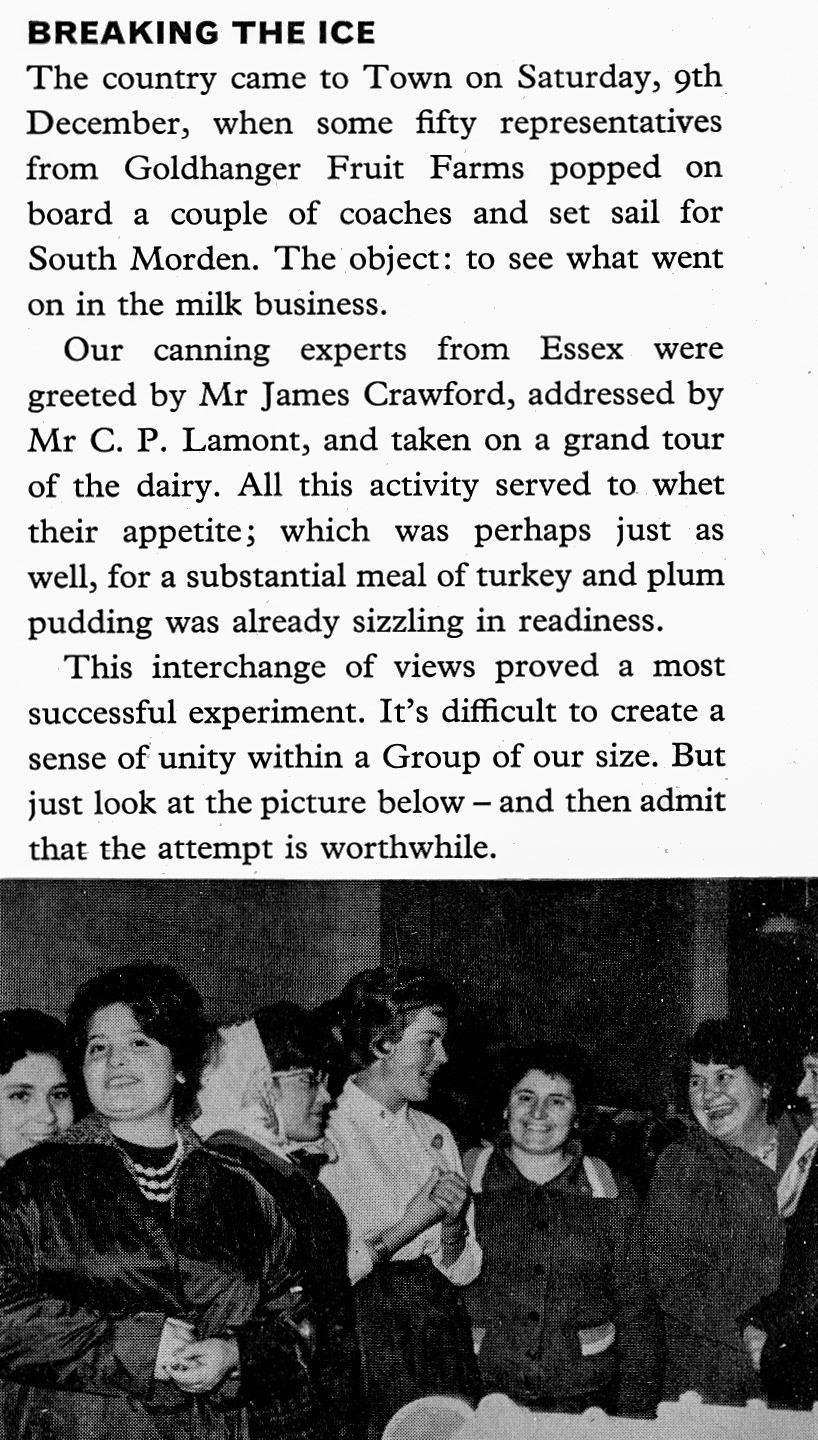 1962 Goldhanger Fruit Farm staff visit South Morden. (Express News Spring)