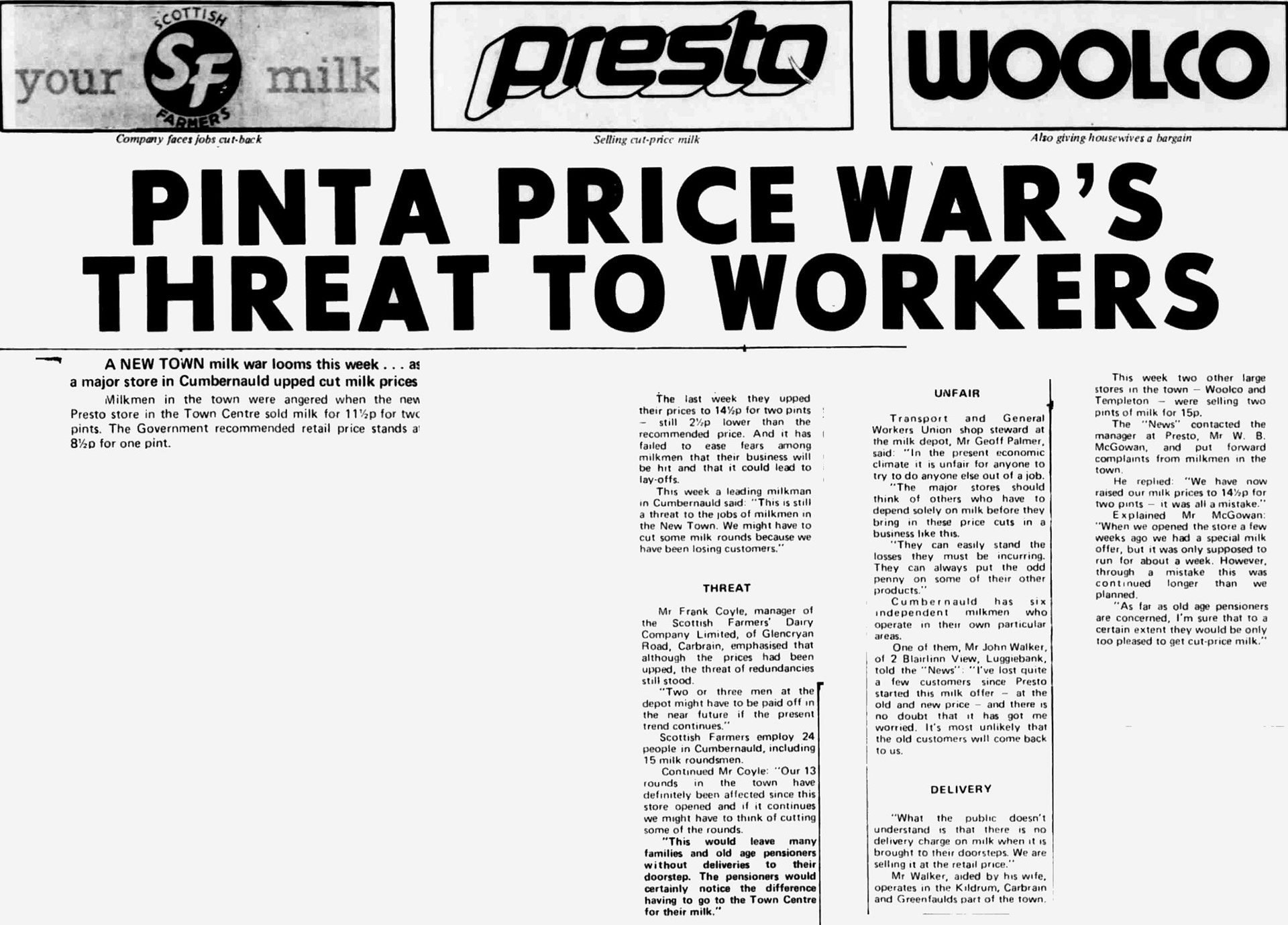 1975 Supermarket price war described in the Cumbernauld News (4th December)