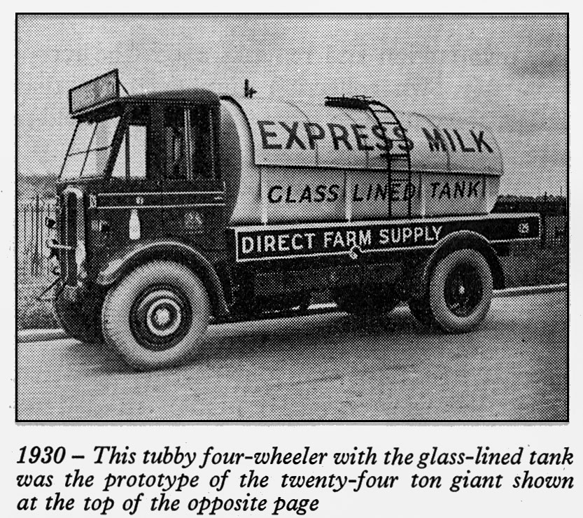 1930 four-wheeled tanker: from album showing 30 years of progress in transport fleet. (Express News July 1956)