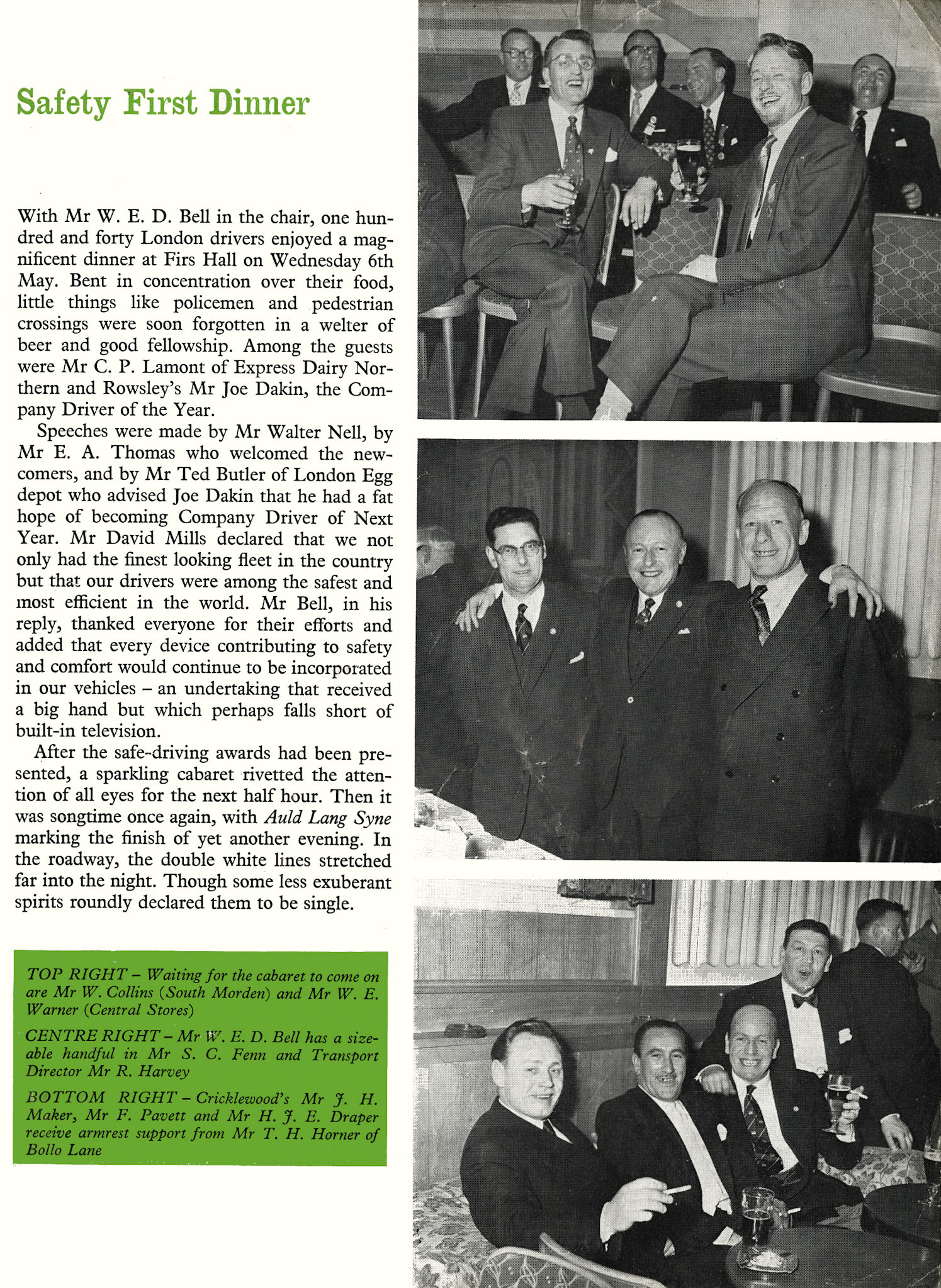 1959 Safety First dinner at Firs Hall. (Express News October)