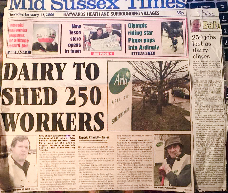 2006 Closure notice. (Courtesy Richard Evans, Memories of Woodgate Farms Dairy)