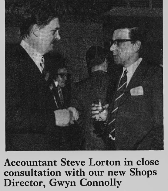 1973 Steve Lorton with Shops Director Gwyn Connolly. Hilary Mccluskey/Bowyer comments "Steve Lorton was one of my first bosses at Ruislip, who I had great respect for. He was a lovely gentleman, always ready to listen and give you his time and support. He was the first Senior Manager I met who actually supported the fact that WOMEN receive the Title of Manager instead of Supervisor when carrying out very responsible jobs.He assisted in my fight for my position to be re-graded to Express Dairy Payroll Manager, later to became Express Foods Group Payroll Manager." (Express News Autumn)