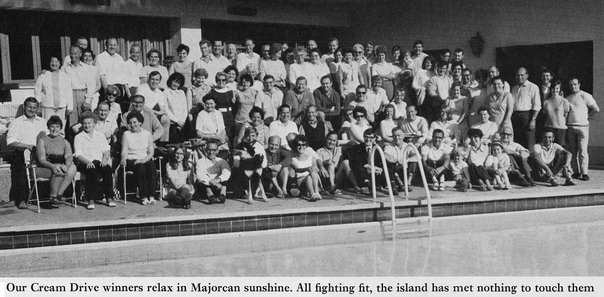 1971 Winners of the 'Jet Set Cream Drive' promotion enjoying Majorca. (Express News Spring)