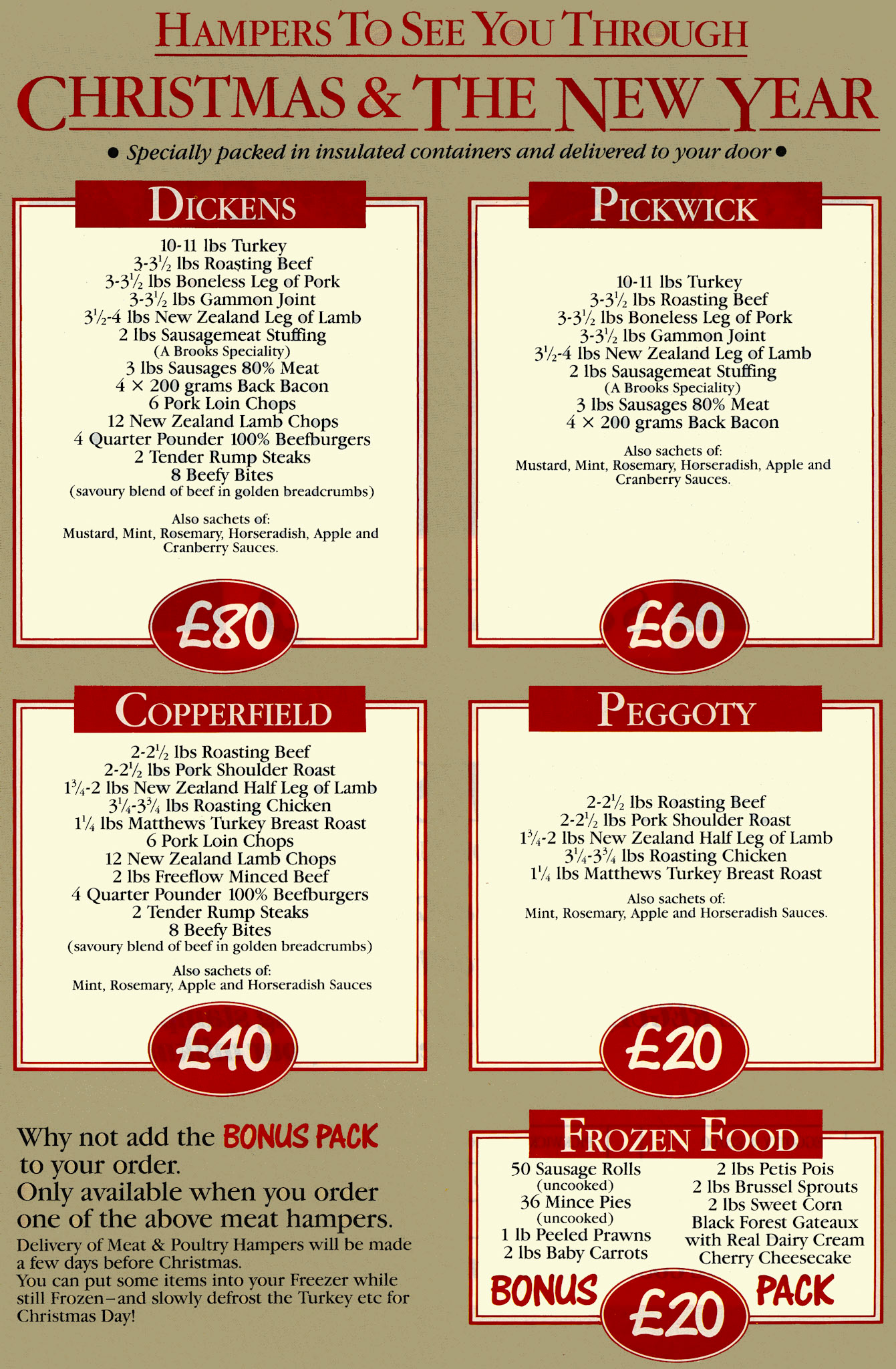 1986 Christmas Hamper Leaflet, inside (Courtesy Paul Smith)