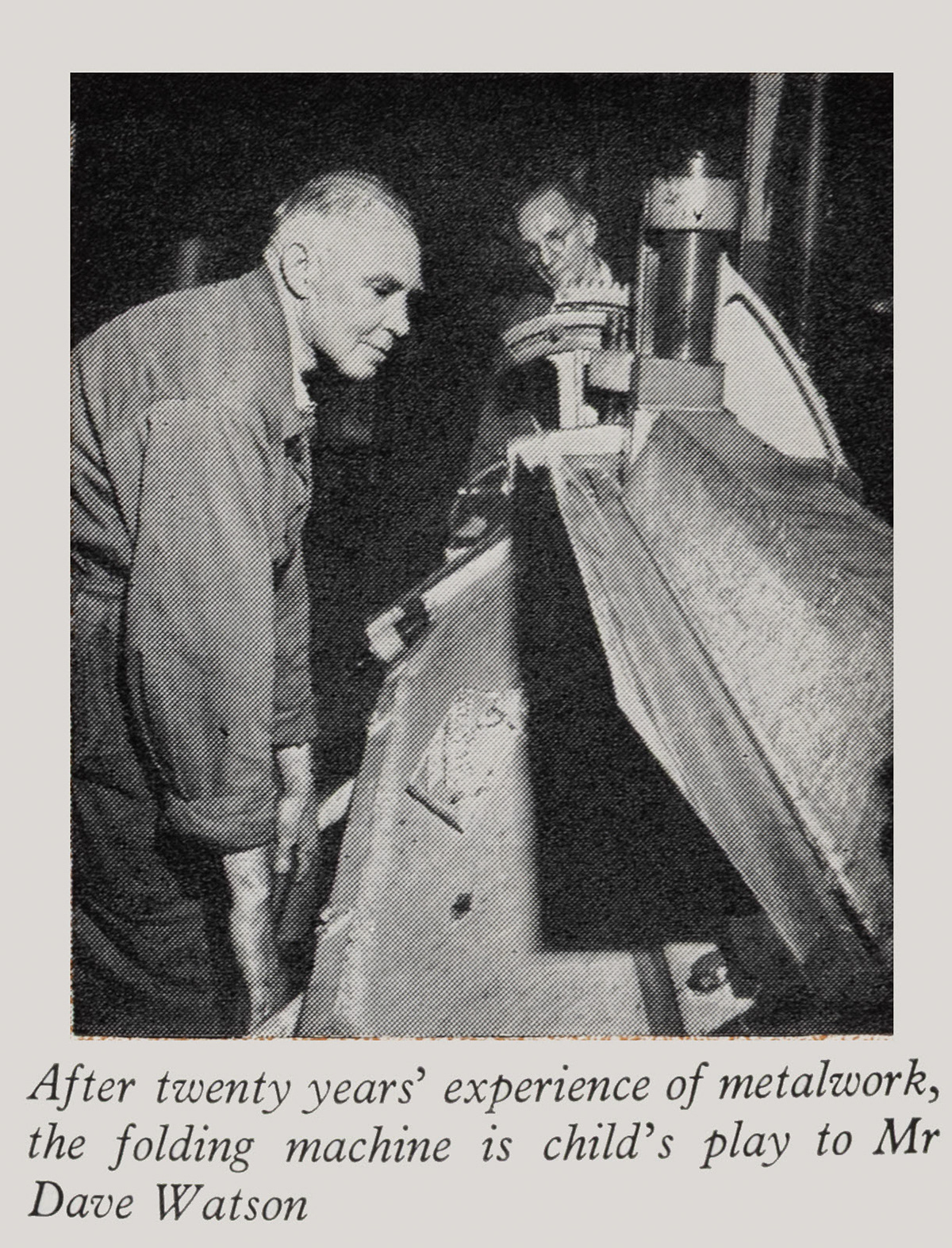 1957 Camden Town Engineering Department-visit to the Sheet Metal Dept-Mr Dave Watson. (Express News Autumn)