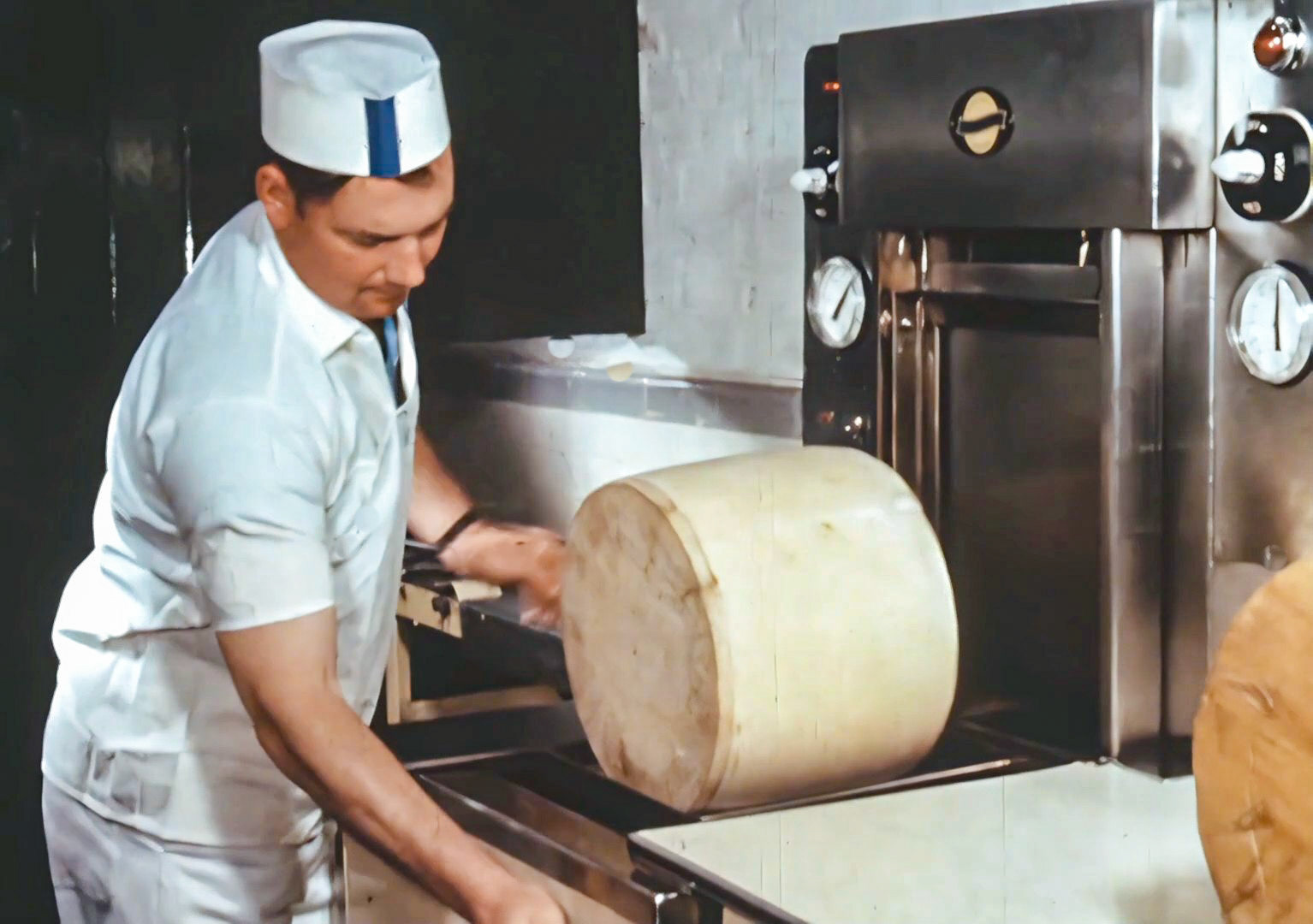 1960s Milborne, Gunus Skudra. (Still from 'The Art of English Cheesemaking' video)