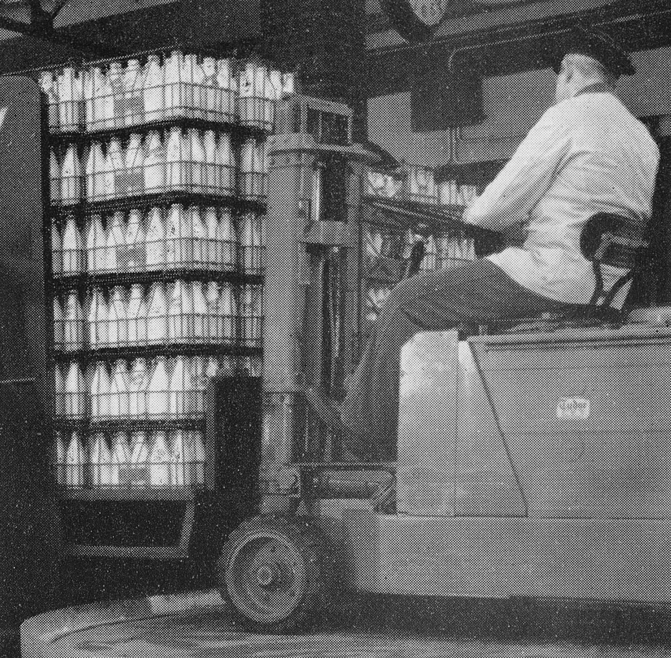 1955 South Morden-Loading filled bottles (Image from Official Opening Brochure, courtesy Paul Luke)